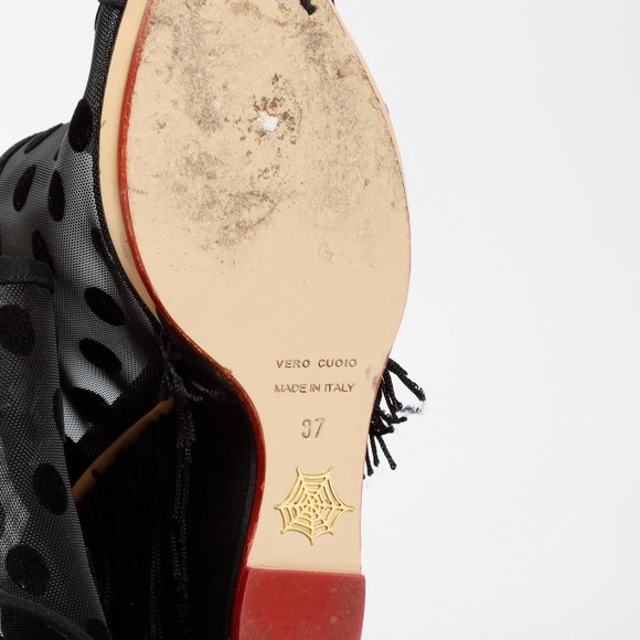 Charlotte Olympia Black Polka Dot Fringe Wedges - Picture 5 of 9